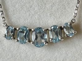 Topas Ketten-Anhänger, Silber 925, hellblau, NEU
