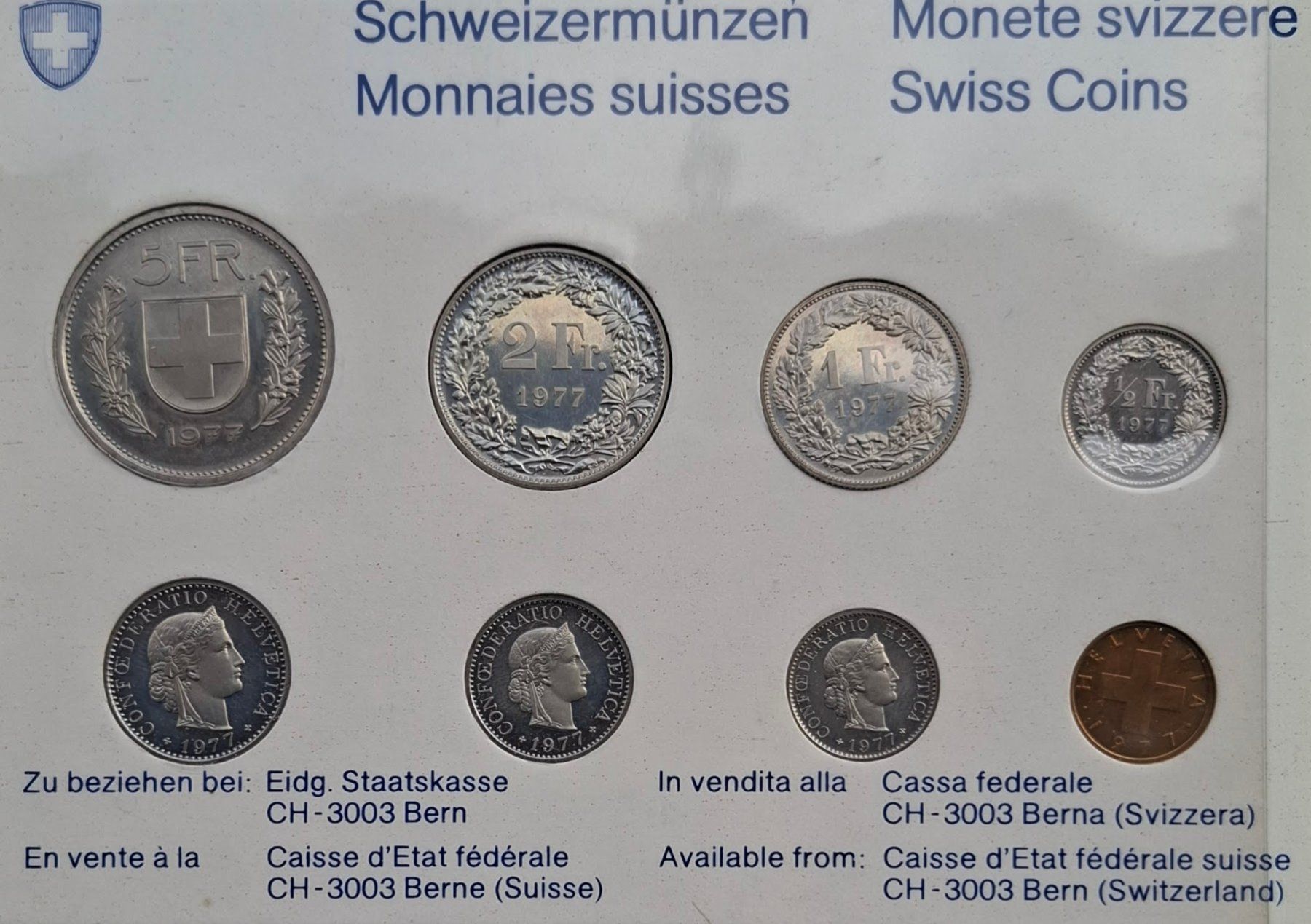 Alle Münzen: SET de monnaie suisse de 1977 - non circulé FDC – Neu und originalverpackt aus Fribourg von Kiki020