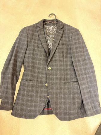 Herren-Sakko, Gr. 48, Grau kariert, Top Zustand