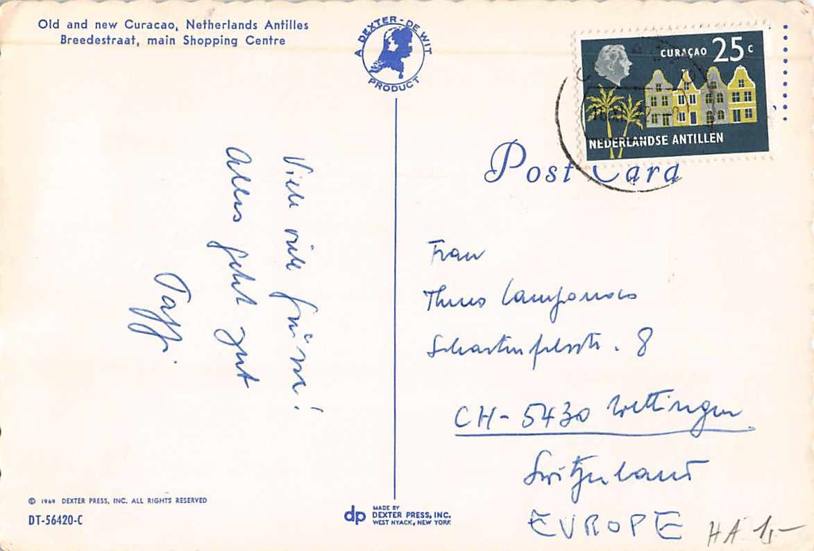 Cartoline postali: EXOTISCHE Ansichtskarten 4x ABC-Inseln - in die Schweiz – Usato da Lufingen venduto da TopAnsichtskarten 7