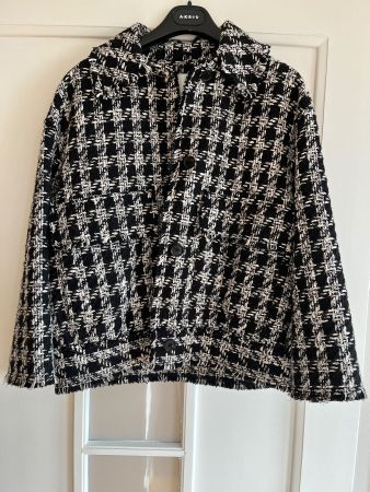 H&M Tweed Jacke Gr. 36 S/M schwarz weiss kariert