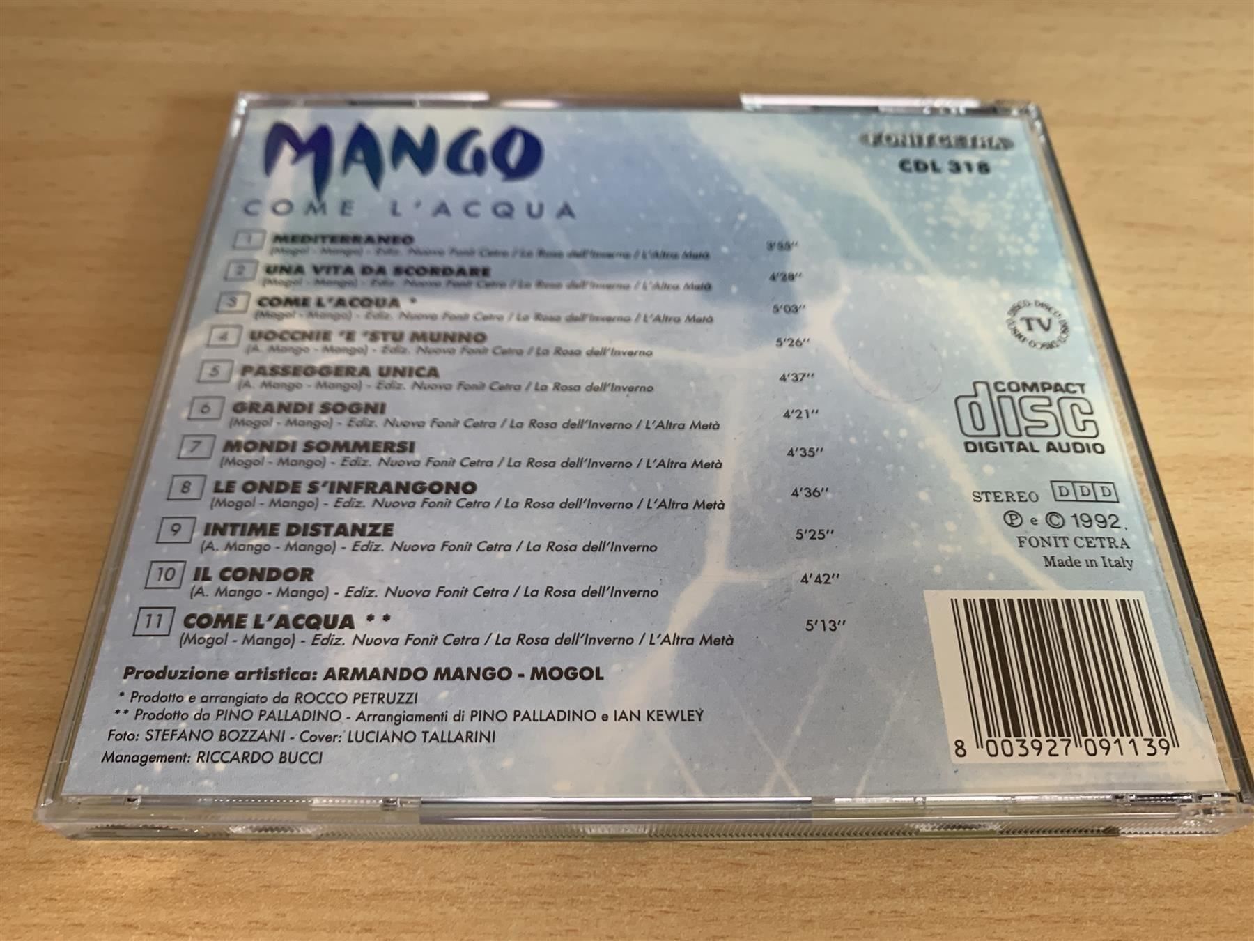 CD: Mango – Come L'Acqua – Usato da Rikon im Tösstal venduto da Alpenmutz 1