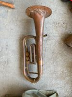 Antikes Tenorhorn Kupfer – Drehventile – Vintage Deko Blasin