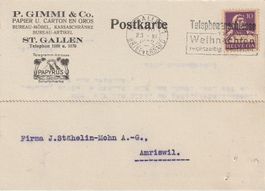 St.Gallen-Postkarte mit Reklame-PAPYRUS-1932
