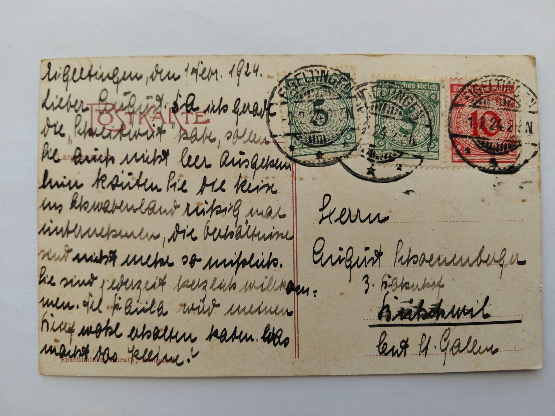 Cartoline postali: Alte Ansichtskarte Schloss  1924 gebraucht – Usato da Wattwil venduto da yburgler 1
