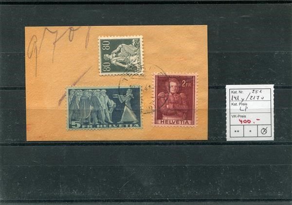 Alle Briefmarken: 1941 div. Ausg. inkl. 141y a/Ausschnitt – Gebraucht aus Winterthur von Kyoung