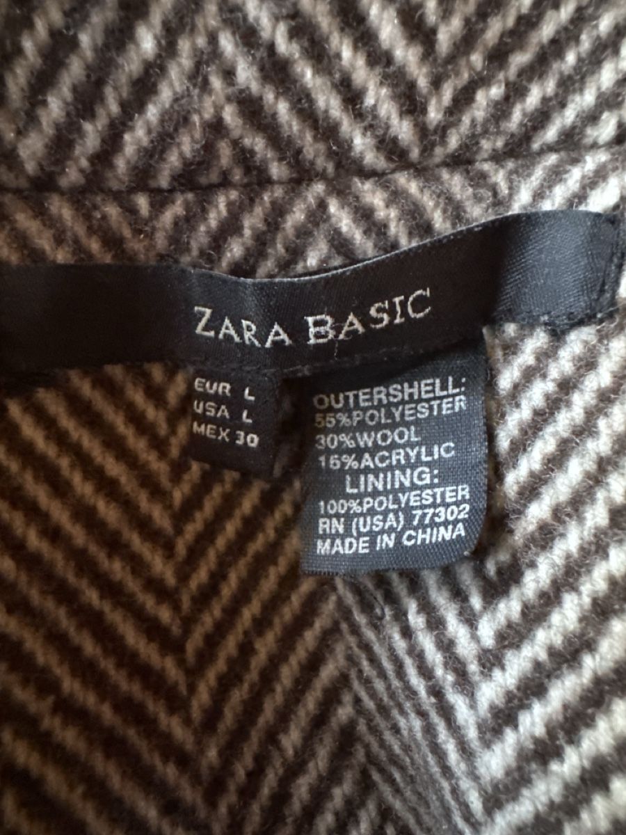 Zara Mäntel: Wollmantel ZARA Basic Gr. L Braun Chevron Muster – Gebraucht aus Cham von matap1 2