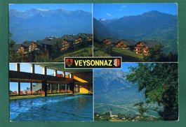 Veysonnaz-Station, 1990,4-Bilderkarte, gelaufen, Grossformat