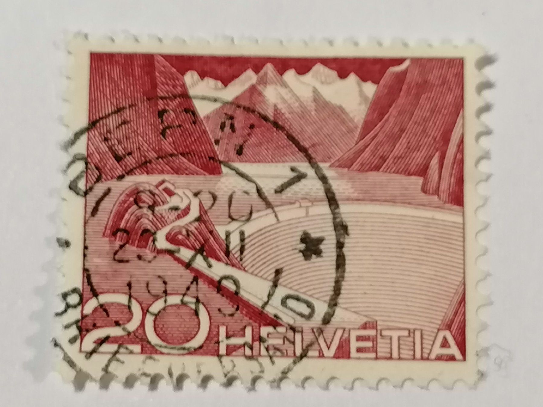 Tutti i francobolli: Urtypen 20Rp. Grimsel Stausee 2 Briefmarken mit 3 Strichen – Usato da Wangen an der Aare venduto da Ute 1