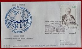 ARGENTINIEN BUENOS AIRES FLUGPOST FLUG PAPST VATIKAN 1987