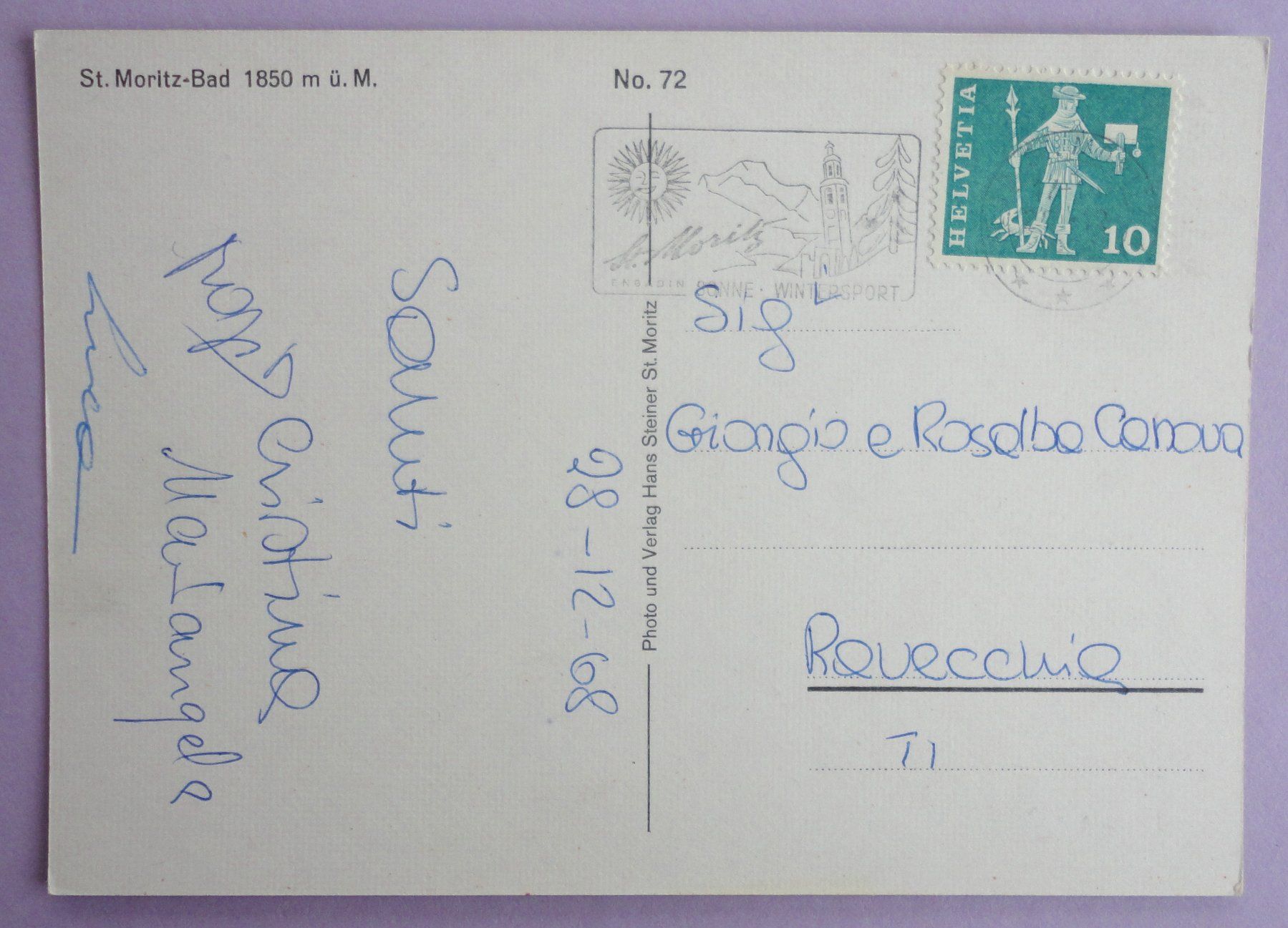 Cartoline postali: St. Moritz-Bad 1850 m ü.M. – Usato da Fétigny venduto da Billy2miny 1