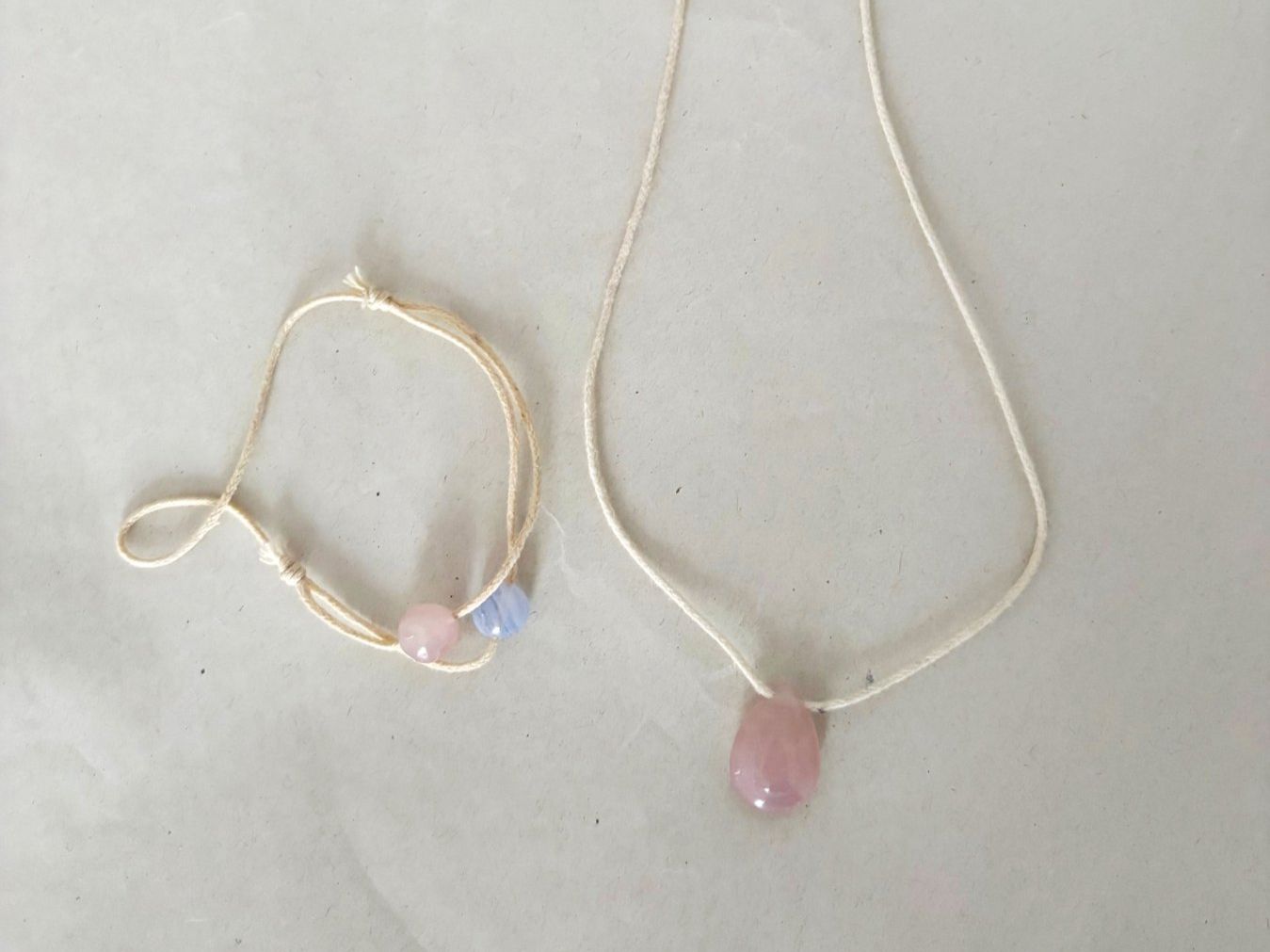 Bracciali & Braccialetti: Braccialetto e collana - rose quartz + blue lace agate – Usato da Bellinzona venduto da dan_m8pc