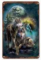 Aluschild farbiger Wolf (20x30 cm)