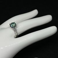 Moissanite Ring, Blue Green Silber 3ct - Gr. 59 - Zertifikat