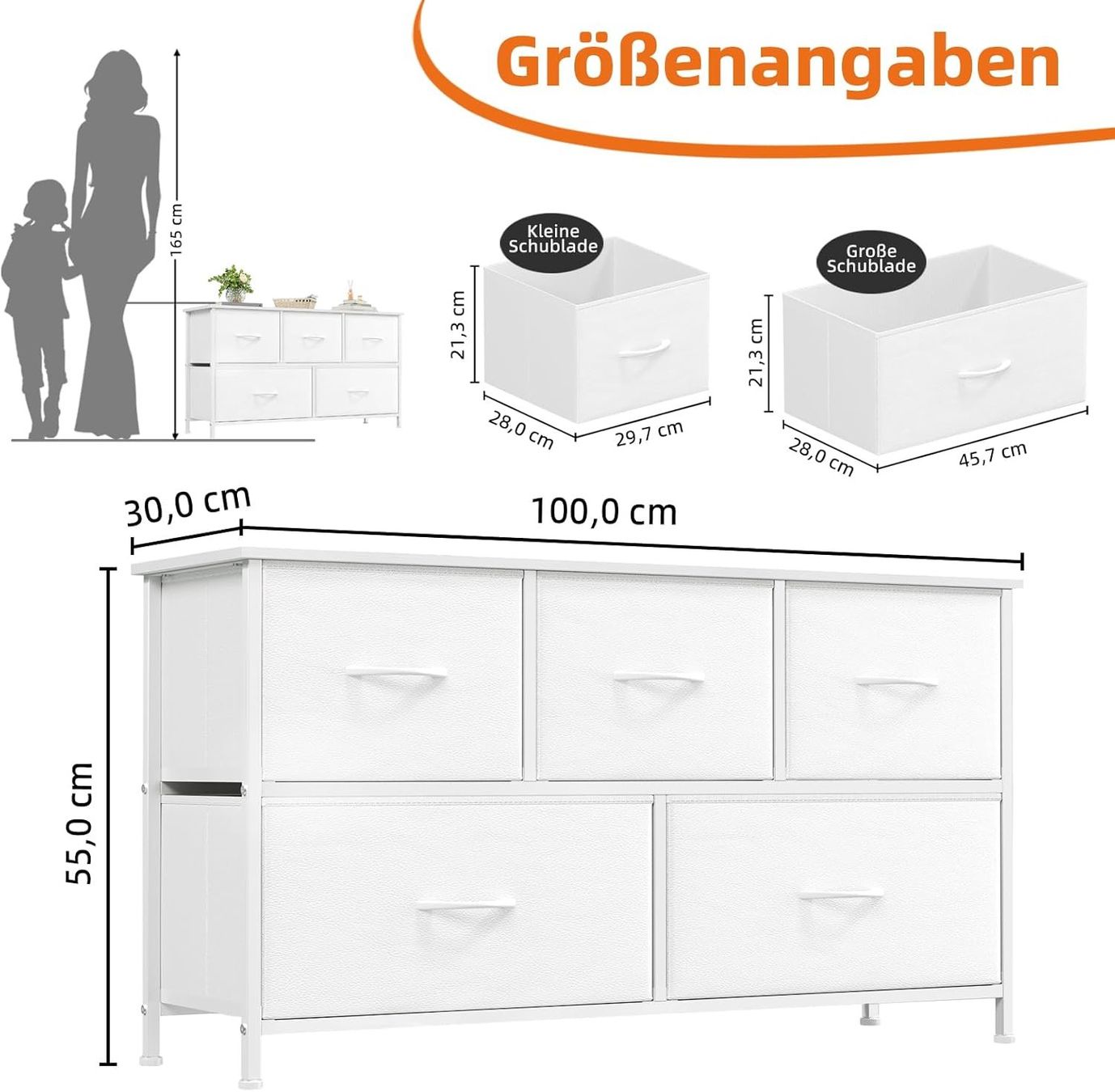 Cassettiere: Kommode mit Schubladen Stoffkommode 5 Schubladen Weiss – Nuovo e nell'imballaggio originale da Schaffhausen venduto da AllesMussRaus90 2