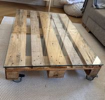 Table basse palette + verre