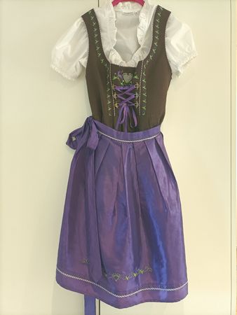 Dirndl Stockerpoint bunkle braun lila mit Bluse Grösse 40