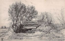 WK I - Geschützeinschnitt Vorderans. Skizze K. Freytag, 1915