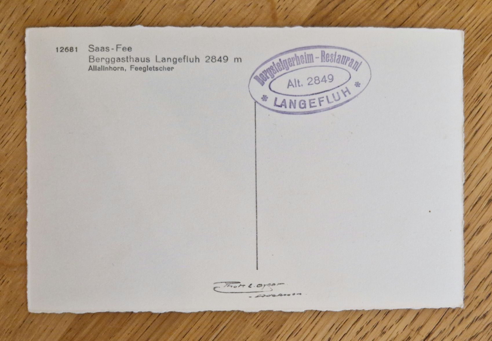 Cartoline postali: Berggasthaus Langefluh mit Stempel, Saas Fee – Usato da Ebikon venduto da Donar50 1