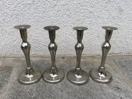 4 Kerzenständer Metall silberfarben Antik