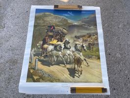 schöner alter Druck von Rudolf Koller Gotthardpost