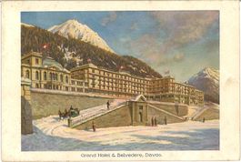 Antike Ansichtskarte Grand Hotel Belvedere in Davos (GR)