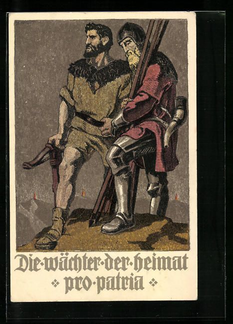 Ansichtskarten: Schweizer Bundesfeier 1910, Die Wächter – Gebraucht aus Berlin von bartko-reher