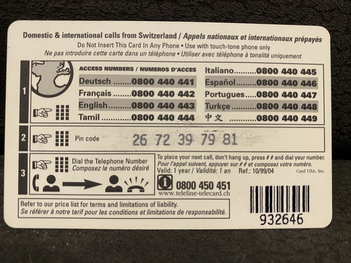 Schede telefoniche: Teleline – Usato da Lausanne venduto da babacard10 1