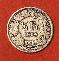 50 Rappen oder 1/2 Fr.1904 B ( Silber ) Auflage nur 400'000
