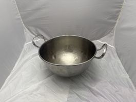 Vintage Edelstahl Schüssel mit Griffen, Durchmesser 32 cm