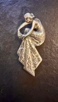Broche Art Nouveau, Femme élégante, Argent 925