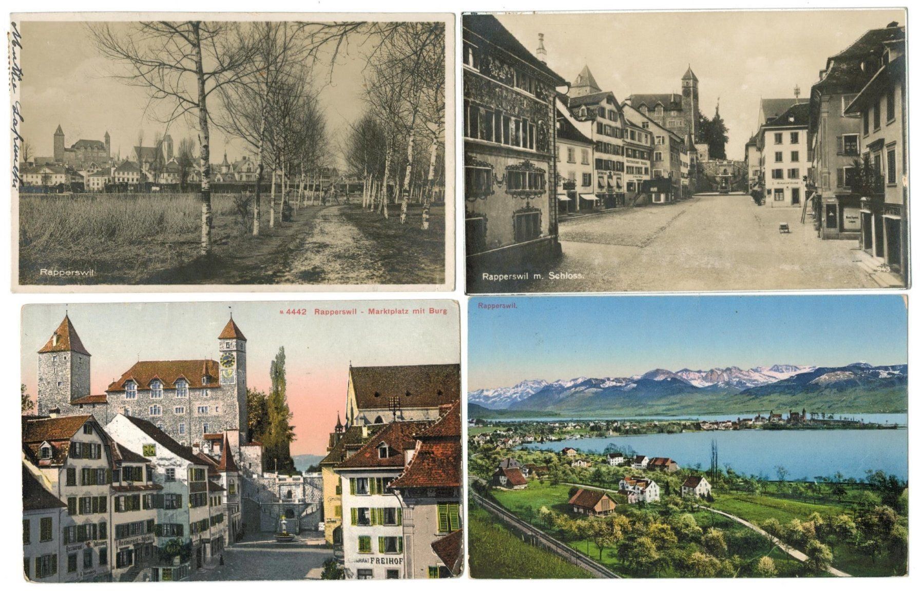 Cartoline postali: 4 AK Rapperswil SG – Usato da Zürich venduto da Tolima194