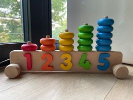 Bajo Holz Steckspiel 1-5 Nachziehtier – Zählen lernen