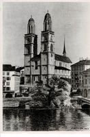 Ansichtskarte Grossmünster Zürich (Zeichnung A. Wepfer) 1942
