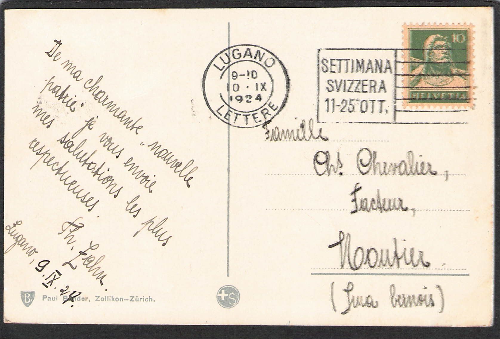Cartoline postali: - Lugano e Mte. S.Salvatore , 1924 – Usato da Reichenburg venduto da Pipo-67 1