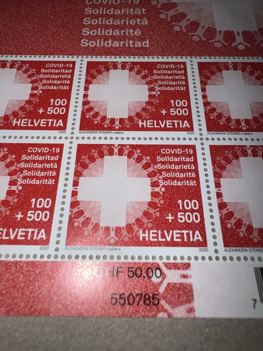 Tutti i francobolli: Covid-19 Solidarität Briefmarkenbogen postfrisch – Nuovo e nell'imballaggio originale da Gossau ZH venduto da Shaolin 1