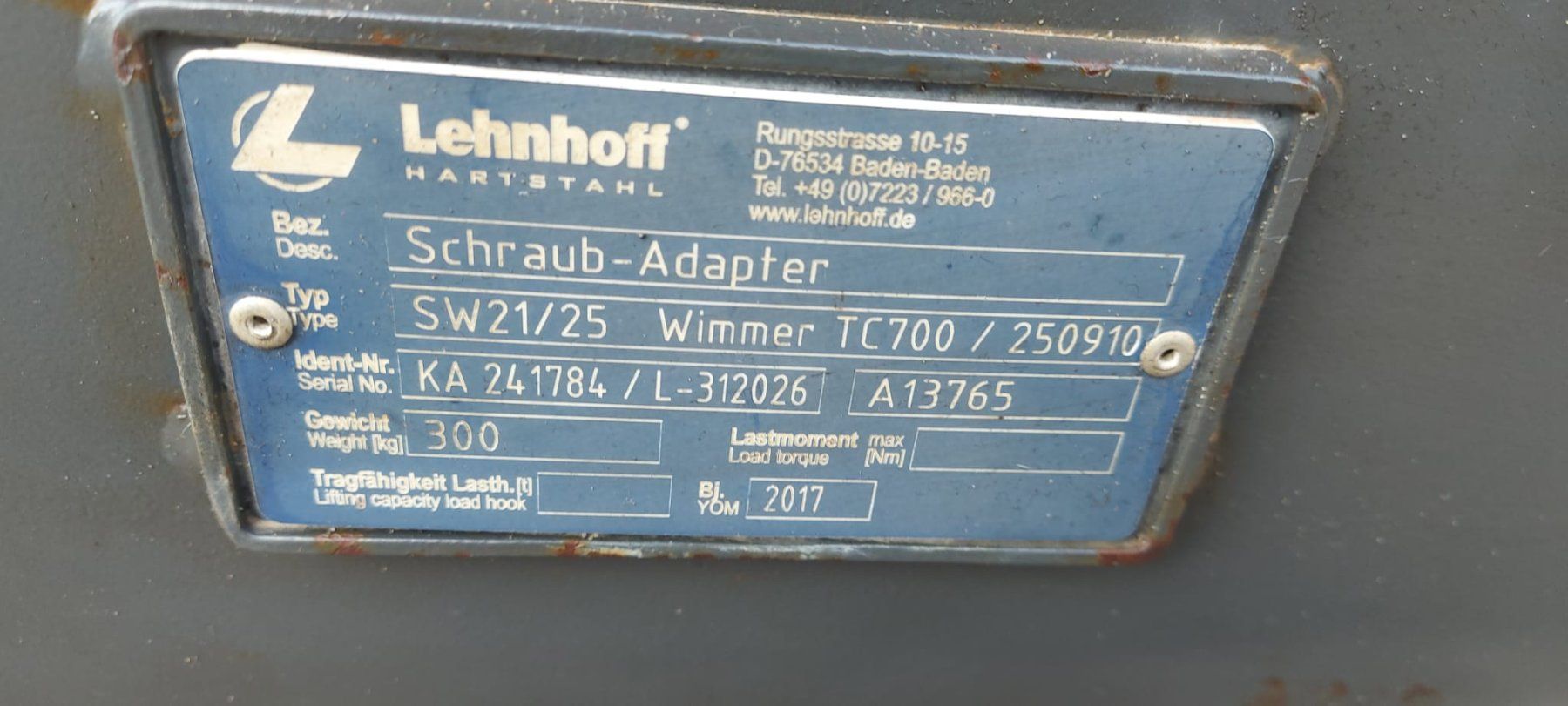 Escavatori: Schraub-Anbauplatte Lehnhoff MS21 – Usato da Sigigen venduto da Arnika011 5