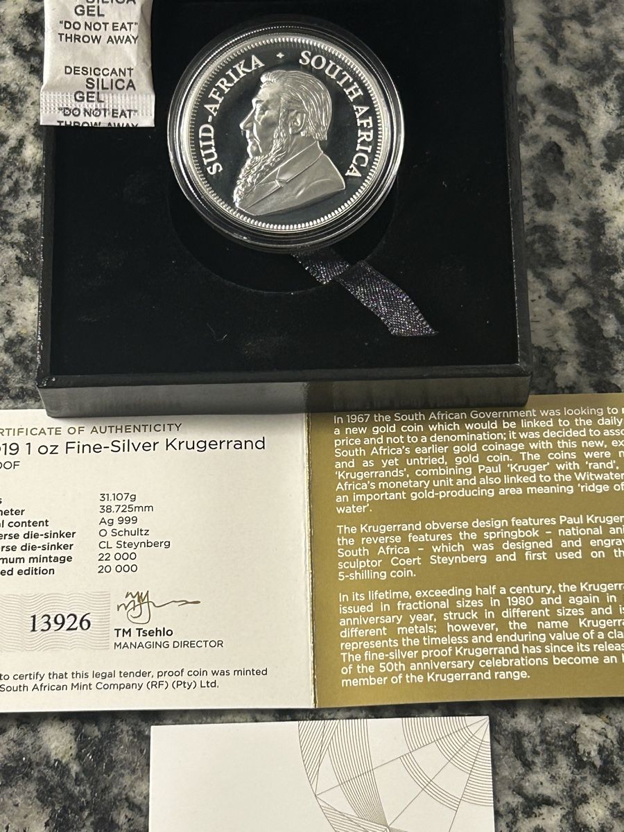Tutti le monete: 2019 Kruger 1 oz Fine Silver Proof Münze – Nuovo (secondo la descrizione) da St. Gallen venduto da Tenkmaster 3
