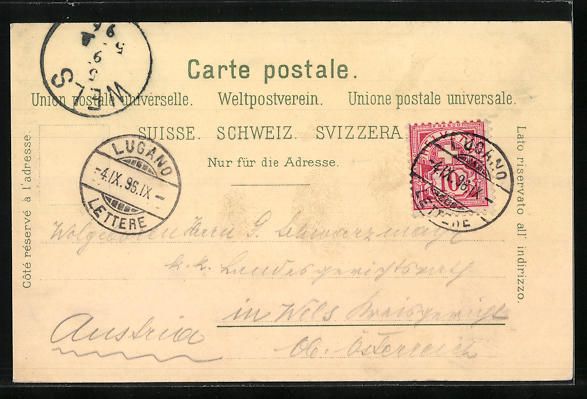 Cartoline postali: Litho Lugano, Weinernte, Ortsansichten m – Usato da Berlin venduto da bartko-reher 1