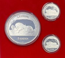 (1474) CH, Löwendenkmal 1988, 1 x 5 + 2 x 1 Unze, pp