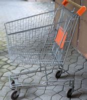 Stabiler Supermarkt-Einkaufswagen, Drahtgeflecht verchromt