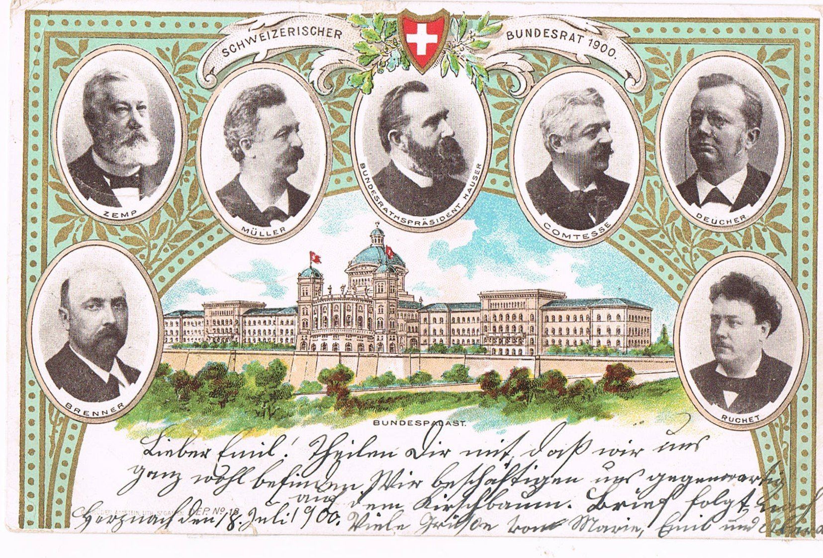 Ansichtskarten: Bundesrat im Jahr 1900 – Gebraucht aus Buchs AG von Baerfisch