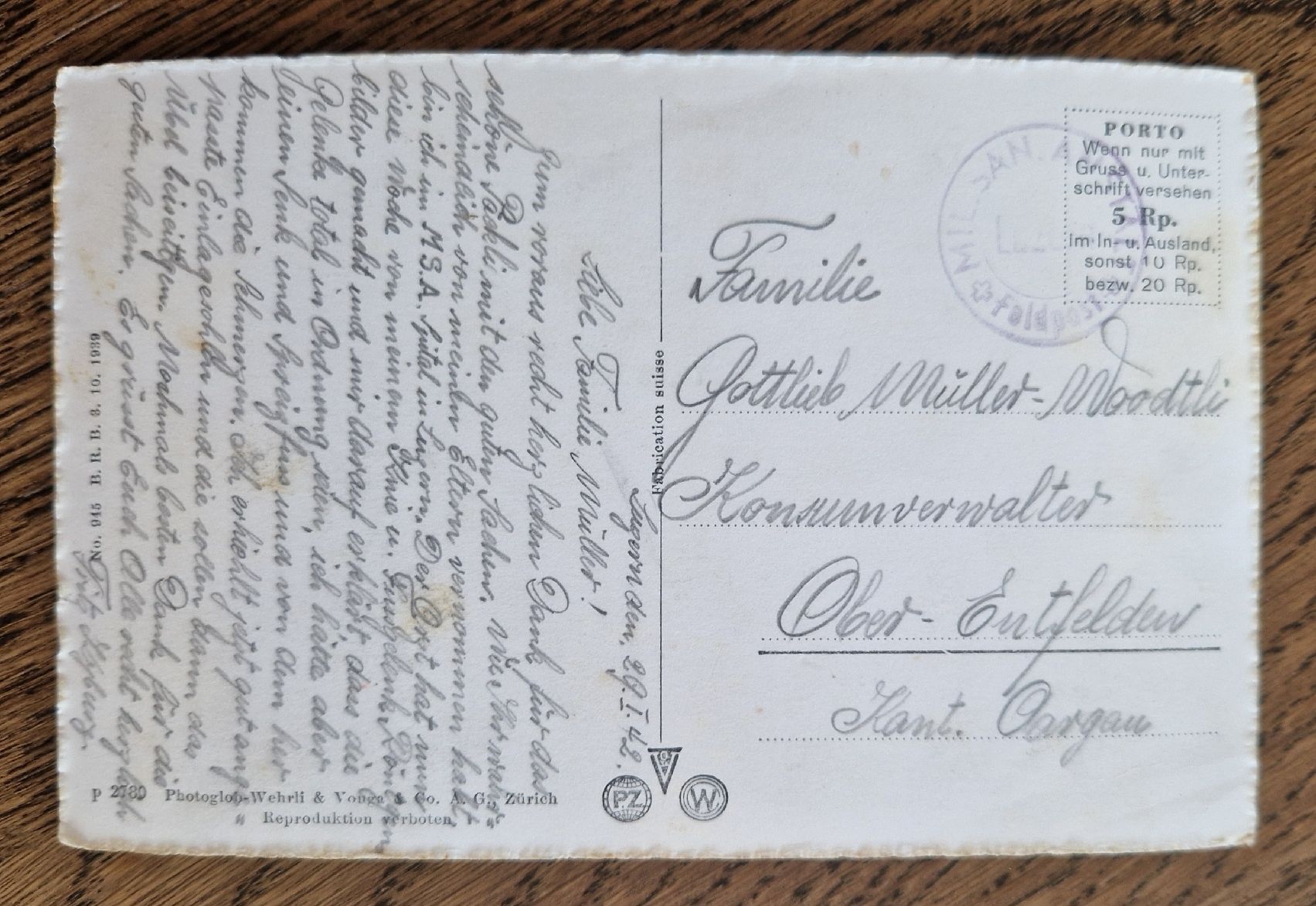 Cartoline postali: Luzern, Kapellbrücke 1942 – Usato da Ebikon venduto da Donar50 1