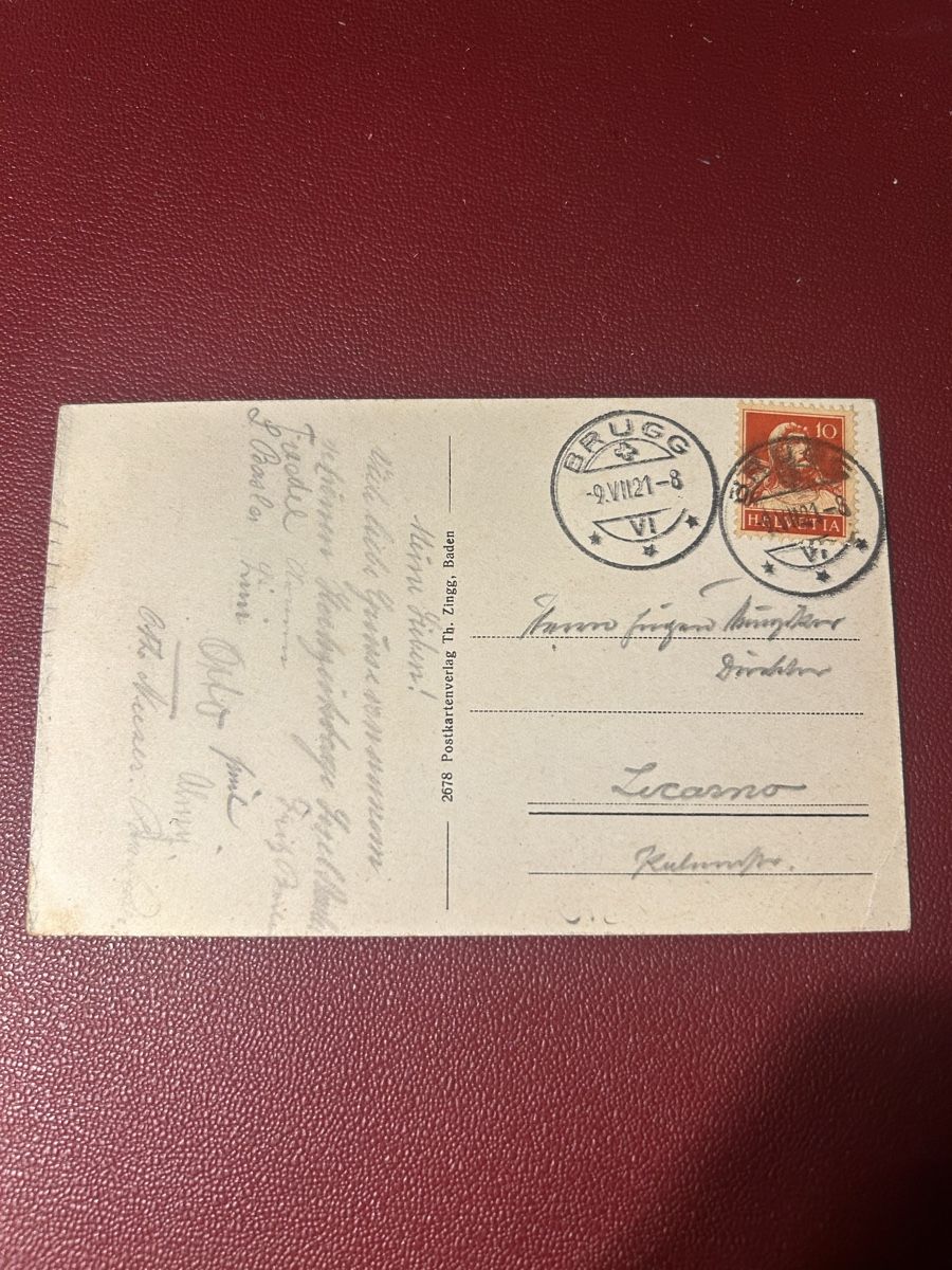 Ansichtskarten:  Baden 1921 – Gebraucht aus Breganzona von Milesbo 1