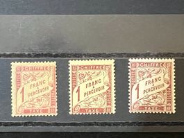 () 3 versions Timbre Taxe 1 franc 1893 Neufs **/*