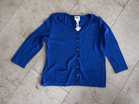 OUI Strickjacke Gr.36 Blau Leinen/Baumwolle Top Zustand