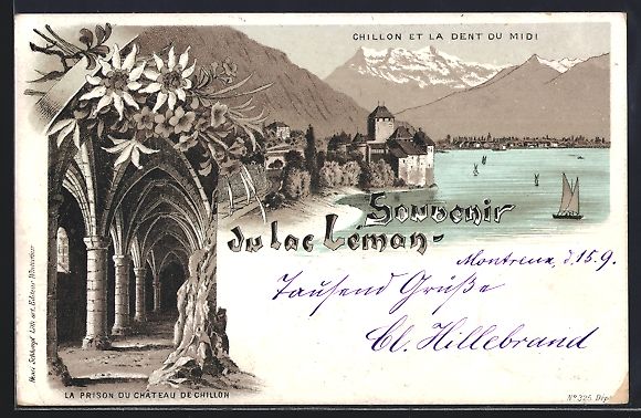 Ansichtskarten: Vorläufer-Lithographie Lac Léman, 1895 – Gebraucht aus Berlin von bartko-reher