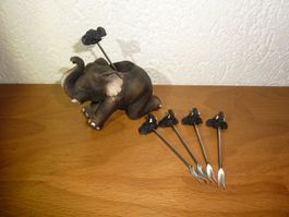 Käsespiesse Set Elefant Haltergefäss und 5 Spiesse