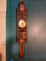 Vintage Herren Armbanduhr mit breitem Lederarmband, Top!
