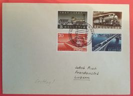 B275) 1949, FDC 100 Jahre Schweizer Eisenbahnen Kt. 45.-